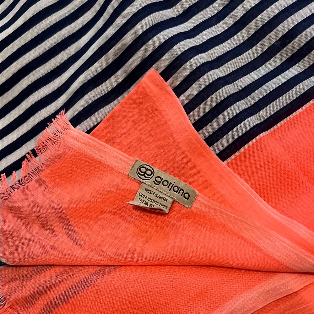 Pop sugar Coral and Navy Striped Scarf or sarong